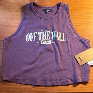 NWT VANS 100% Cotton Ribbed Cropped Racerback Top | Plum Purple | XL